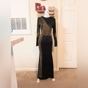 Women's High Slit Formal Dress/High round neckline